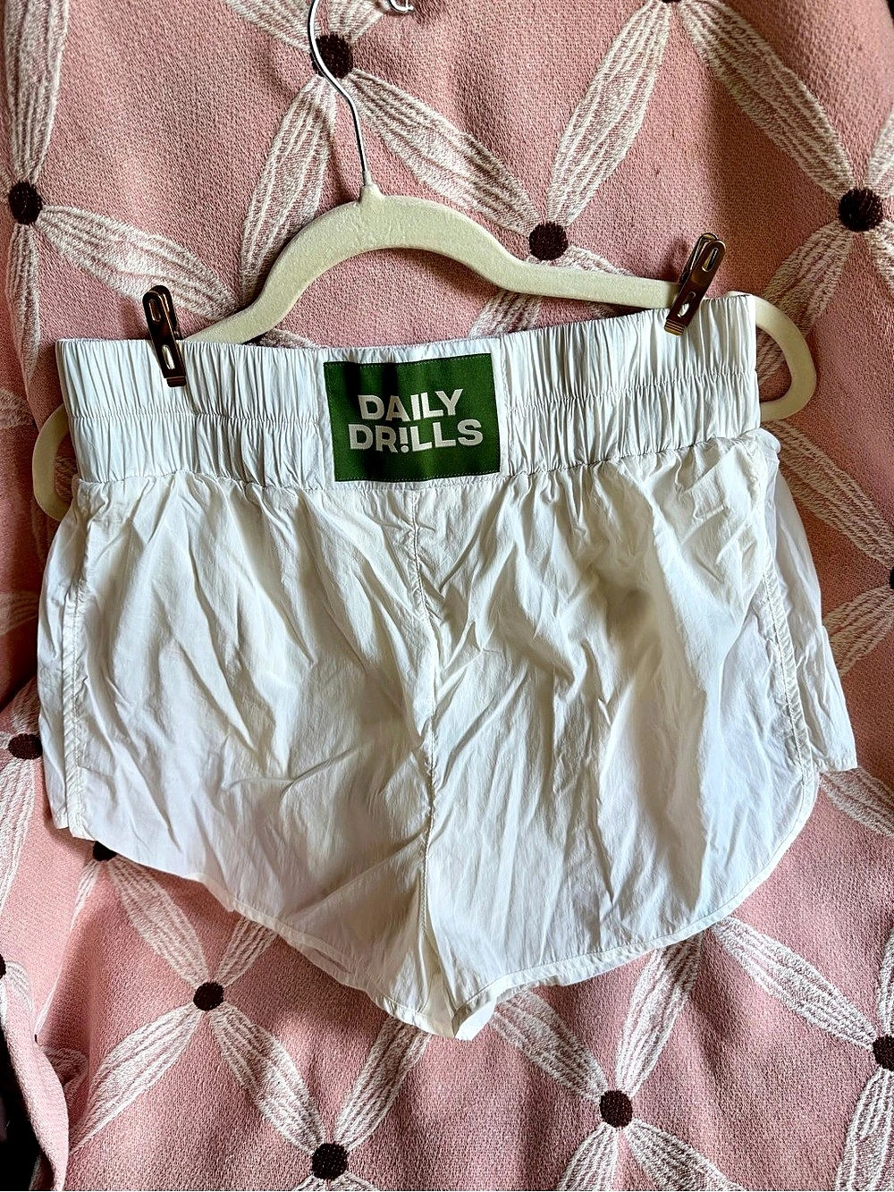 Daily Drills White Nylon Shorts / L